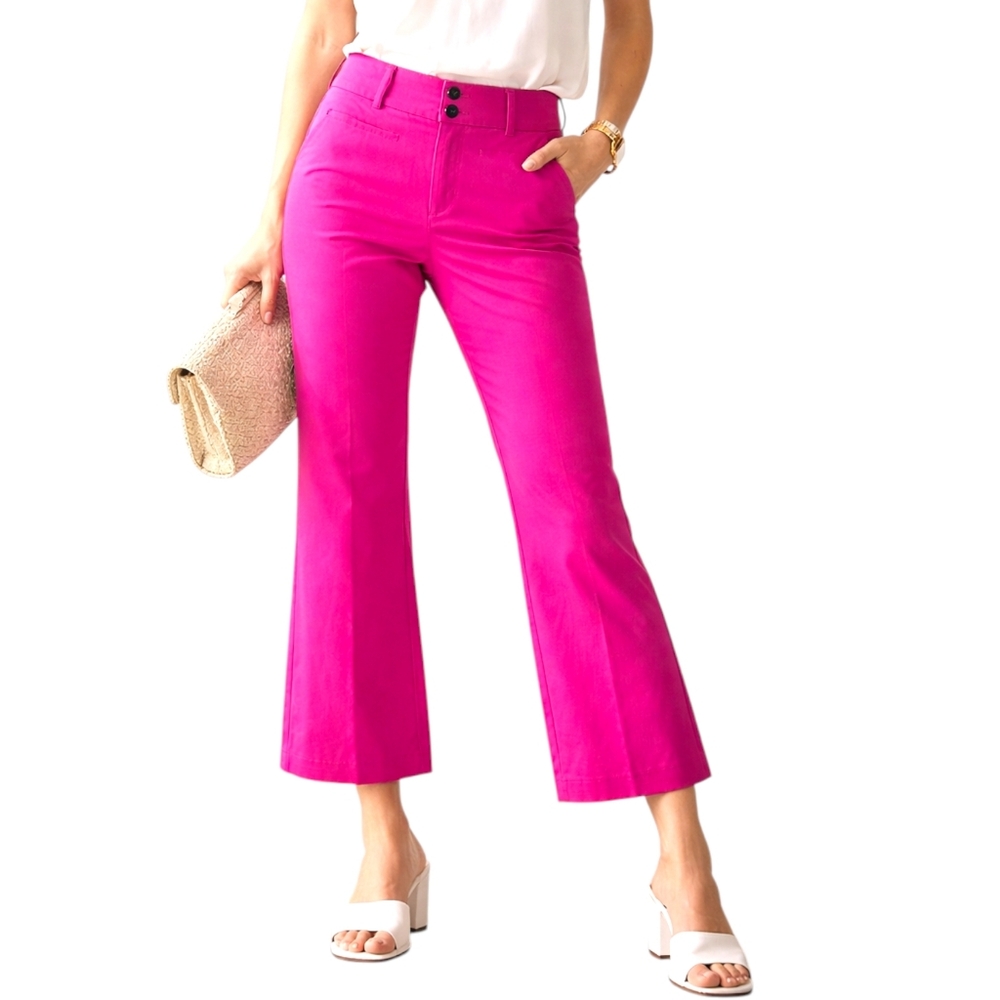 Bright Pink Women's Crop Flare Jeans